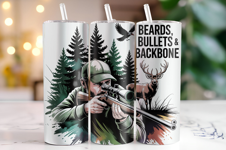 Beards Bullets & Backbone Tumbler Wrap | Sublimation