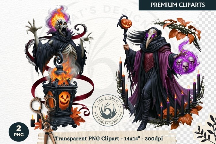 Gothic Dark Fantasy Halloween Nightmare Horror Clipart PNG example image 1