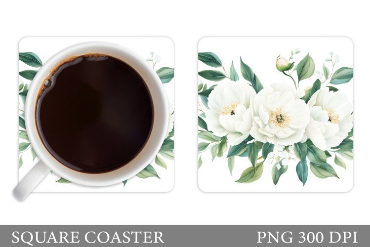 Peony Coaster Sublimation. Flowers Coaster Design