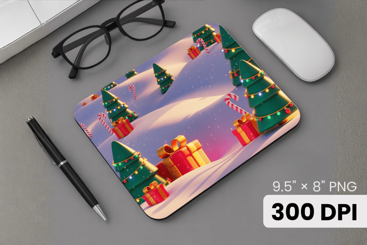 Winter Wonderland Snowflake PNG, Icy Tree Mouse Pad Design