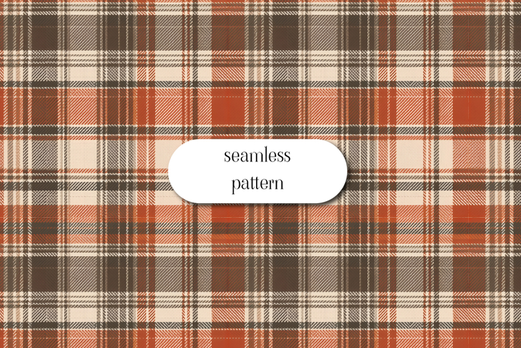 Rustic Orange Brown Plaid Seamless Pattern, Classic Tartan