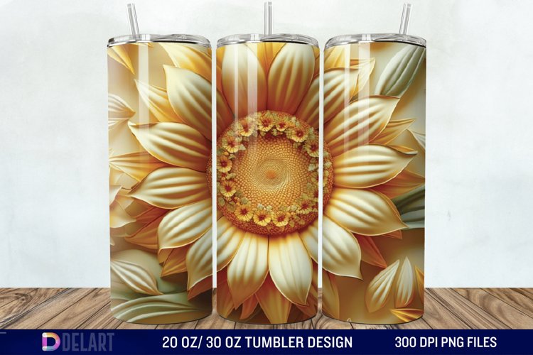 3d Sunflower floral Tumbler Wrap example image 1