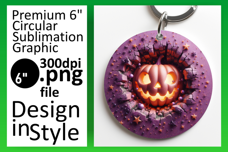 Elegant Keychain Round Design PNG , 3D Pumpkin