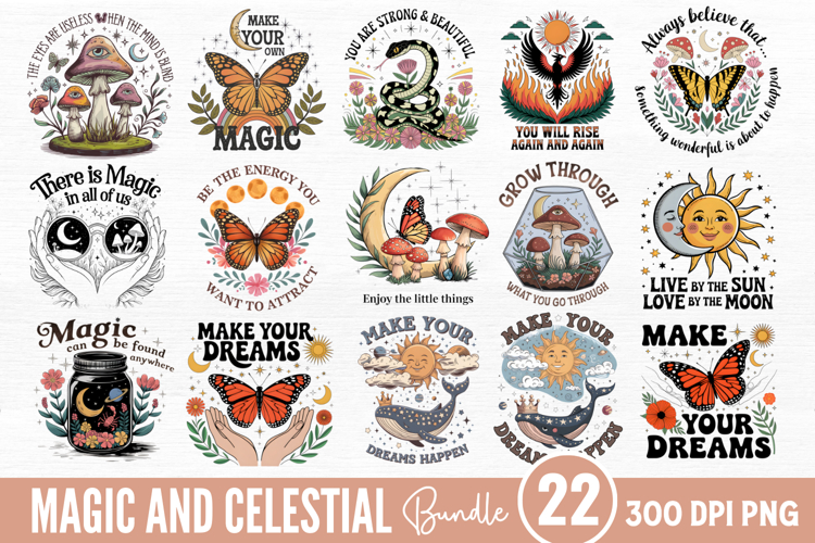 Magic and Celestial Sublimation Quotes Bundle PNG