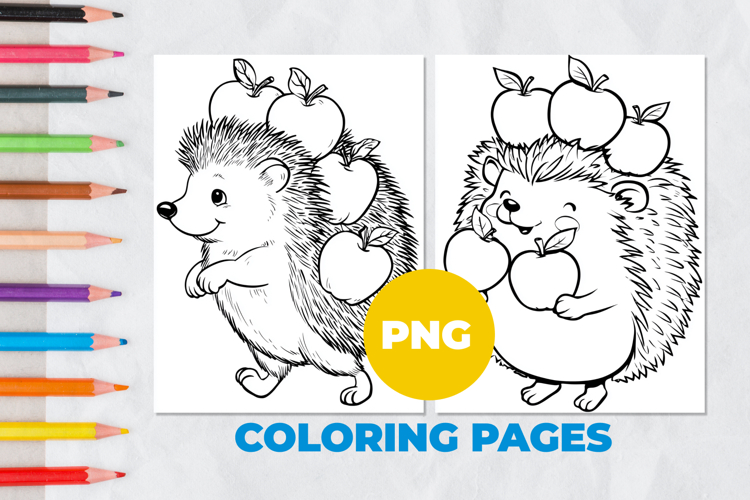 Hedgehog with apples Coloring Pages | Coloring book