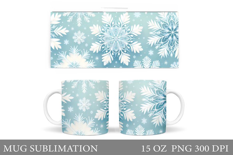 Snowflakes Mug Sublimation. Christmas Mug Design
