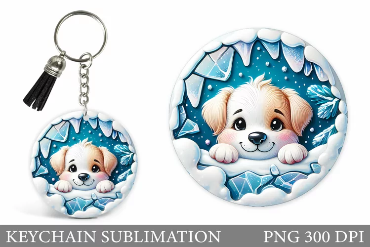 Christmas Dog Keychain. Christmas Keychain Sublimation