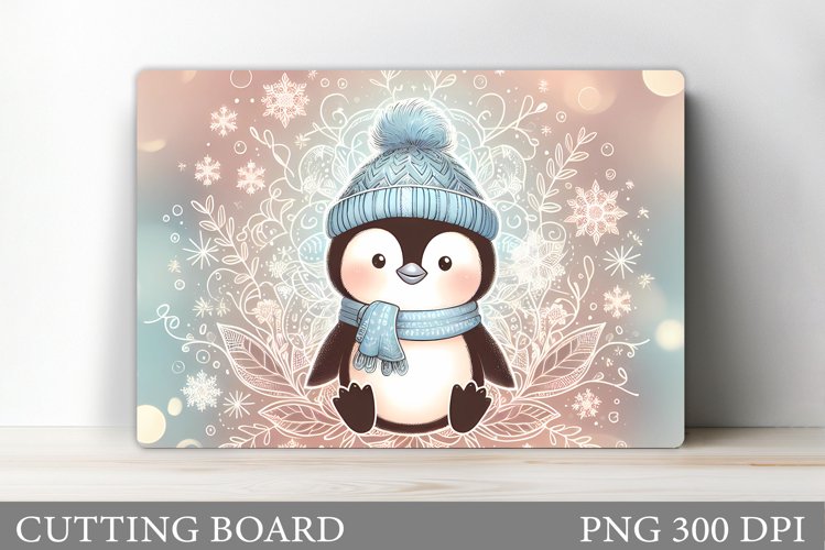 Cute Penguin Cutting Board. Christmas Cutting Board Design example image 1
