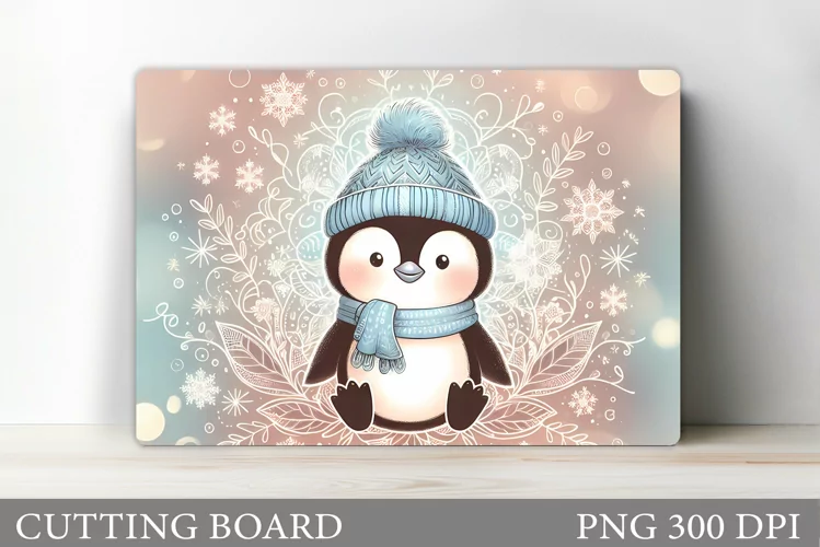 Cute Penguin Cutting Board. Christmas Cutting Board Design
