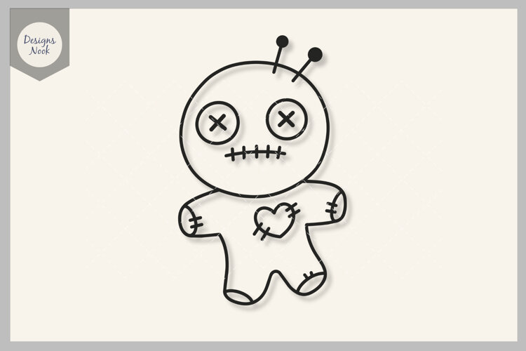 Cute Voodoo Doll SVG, Stitched Heart Doll SVG, Spooky SVG example image 1