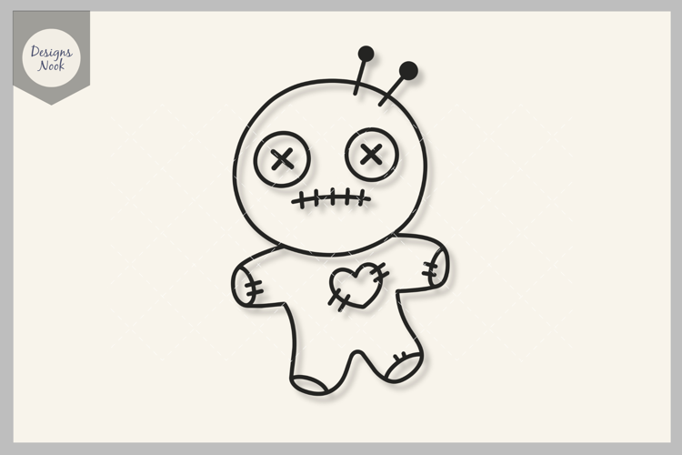 Cute Voodoo Doll SVG, Stitched Heart Doll SVG, Spooky SVG