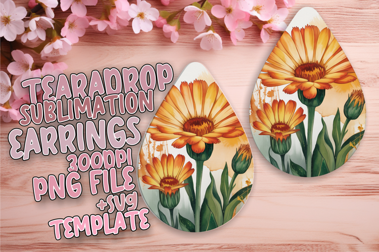 Dynamic Teardrop Earrings Design Template , Flowers