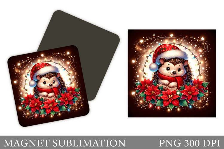 Christmas Hedgehog Magnet. Christmas Magnet Sublimation example image 1