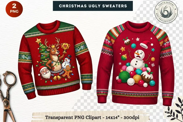 Christmas Ugly Sweaters Clipart Holiday Winter Sweater PNG