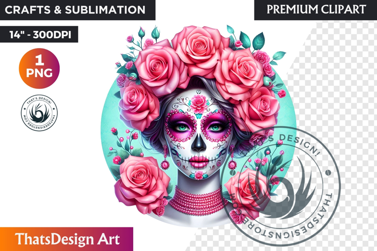 Pastel Floral Day of the Dead Clipart PNG,sugar skull design