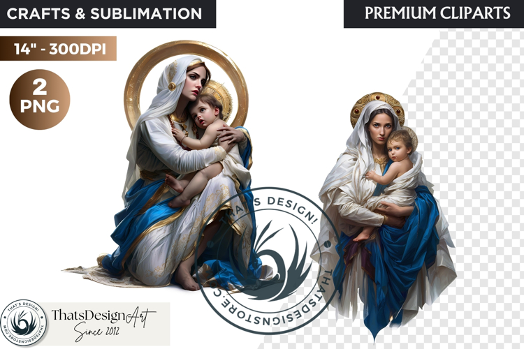 Virgin Mary Clipart PNG, Mother with Jesus Christian graphic