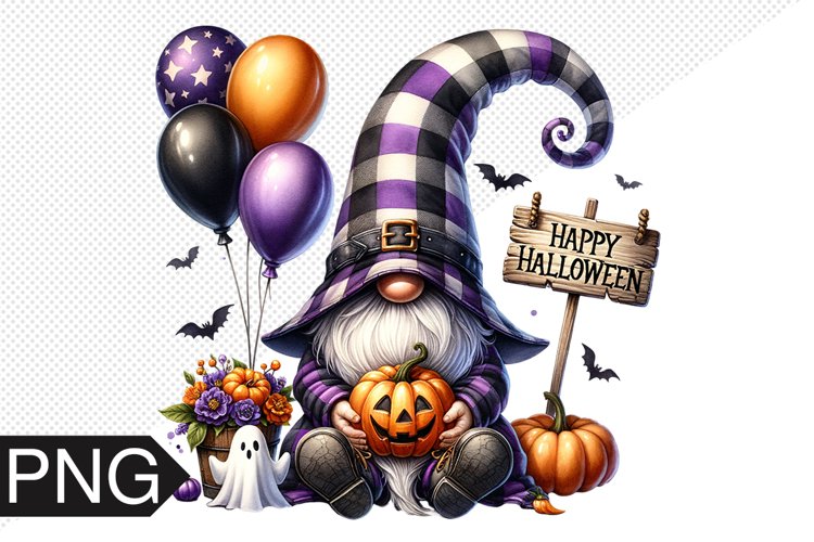 Halloween Gnome Sublimation, Gnome Clipart PNG
