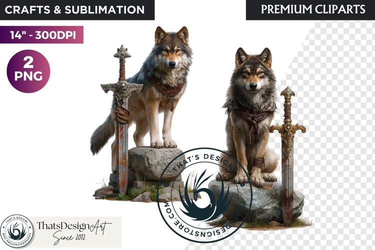 Watercolor Mystic Wolf Fantasy Clipart animal PNG Graphics