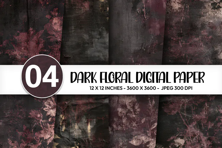Dark Floral Digital Paper