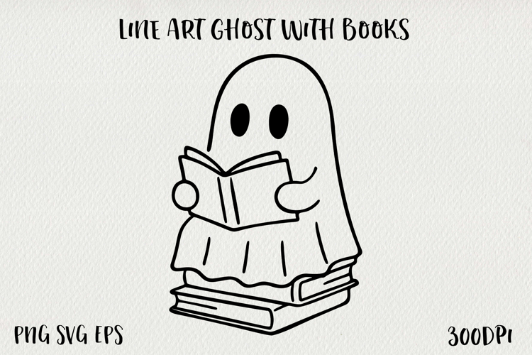 Cute Line Art Doodle Ghost Clipart | Halloween PNG SVG EPS