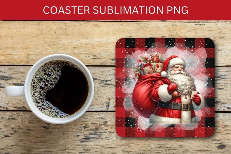square coaster - santa claus carrying christmas gifts