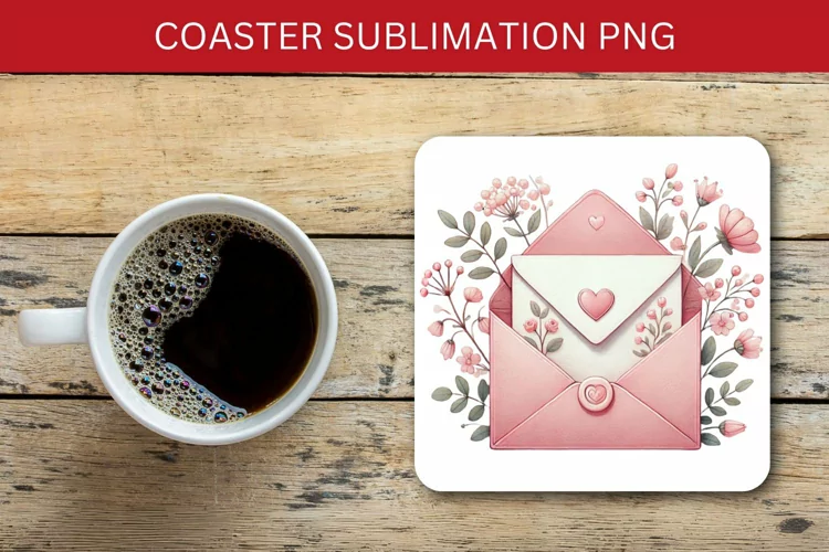valentine square coaster - love letter
