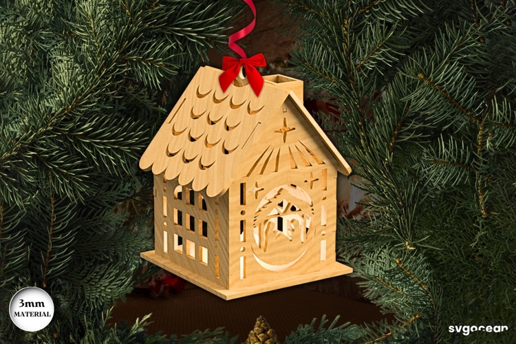 Christmas House Candle Holder SVG | Laser Cut | Glowforge