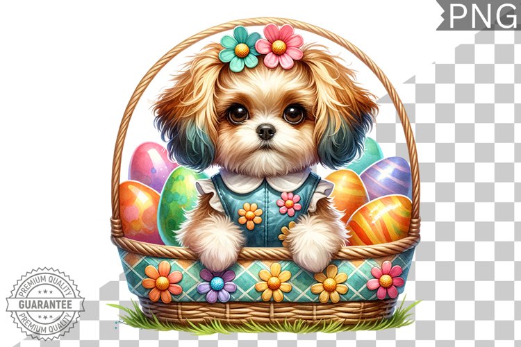 Easter Dog Sublimation - Easter Clipart PNG Design example image 1