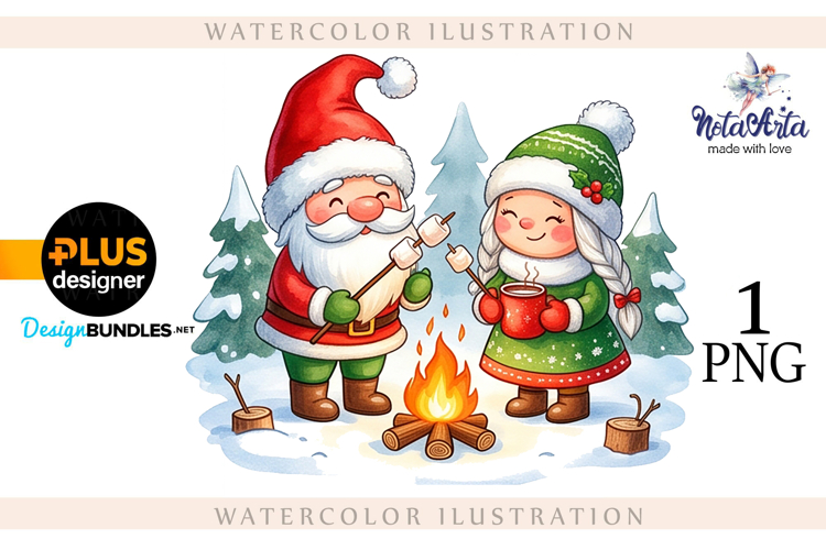 Watercolor Christmas gnomes, Christmas Gnomes