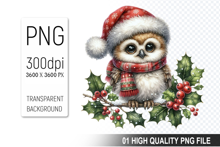 Christmas Owl Clipart PNG, Festive Owl illustration