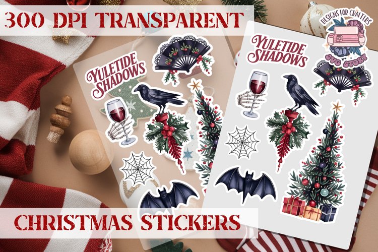 Christmas Sticker Sheet Gothic Dark Winter Holiday PNG