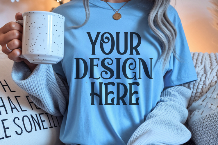 Blue Jean Comfort Colors 1717 Christmas Mockup, CC 1717