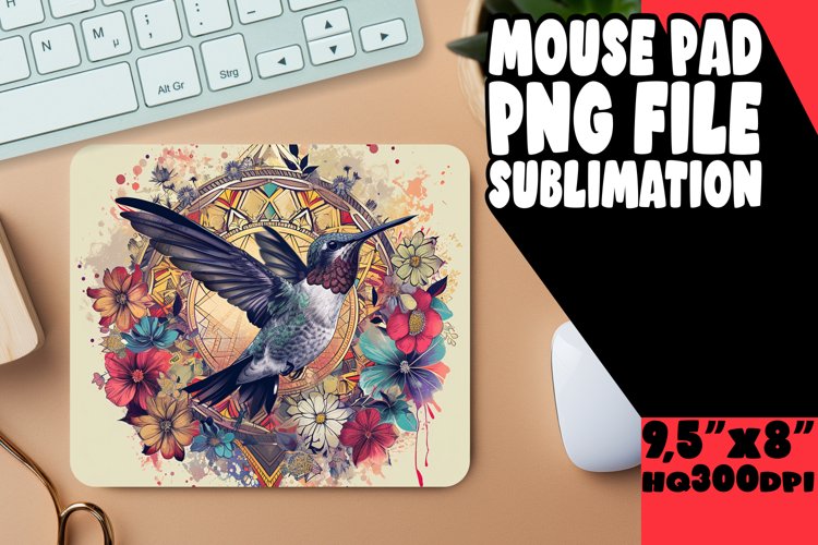 Artistic Bird Pattern Mouse Mat