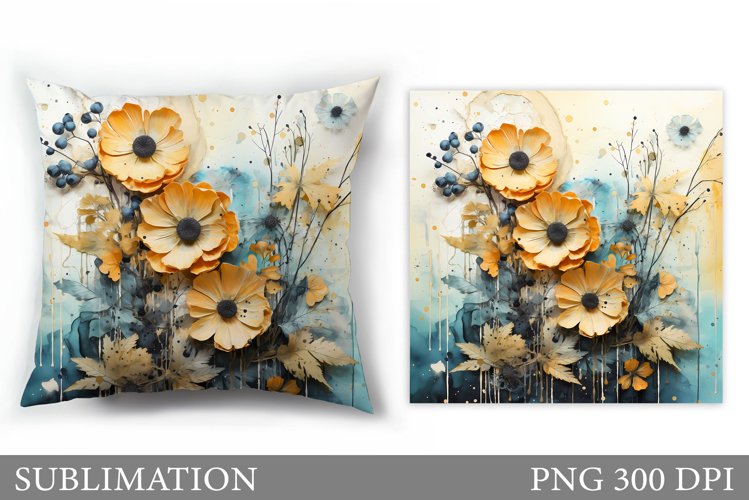 Floral Sublimation. Flowers Pillow Sublimation example image 1