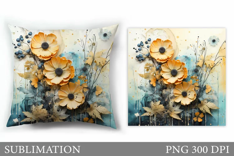 Floral Sublimation. Flowers Pillow Sublimation