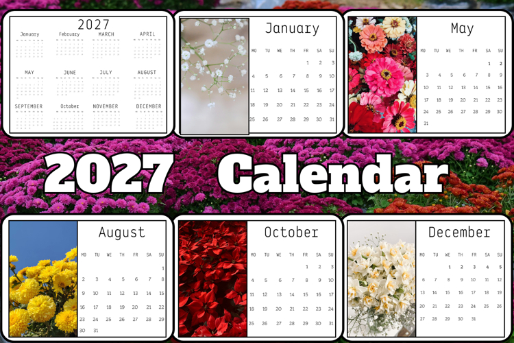 2027 horizontal Calendar with images 2