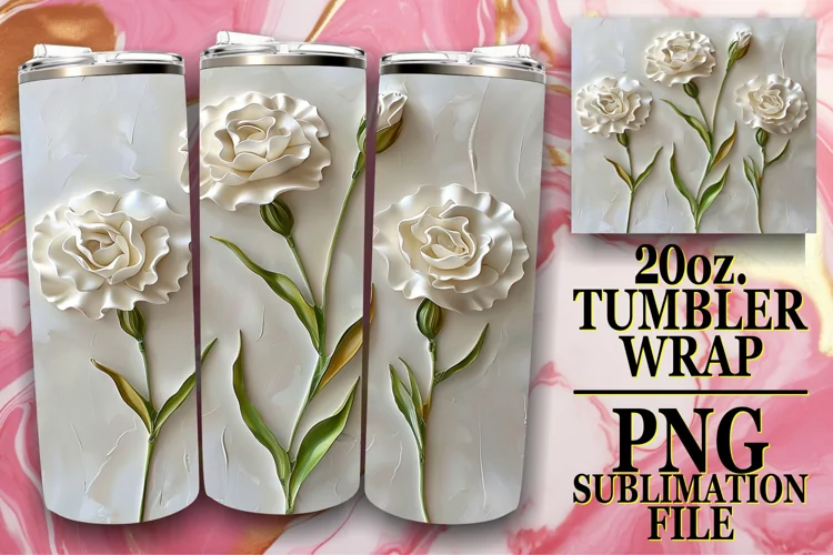 Elegant Blossoms: 3D Tumbler Sublimation