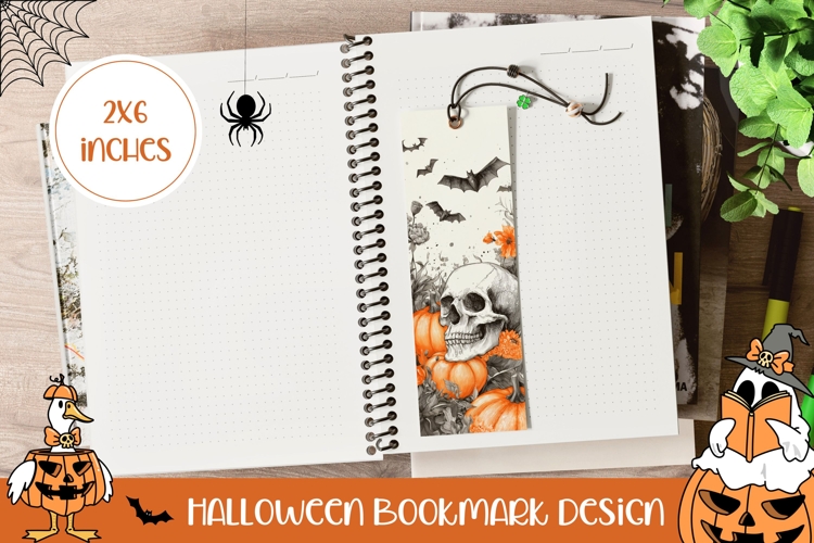 Halloween Bats Bookmark Design, Cartoon Skull Bookmark PNG