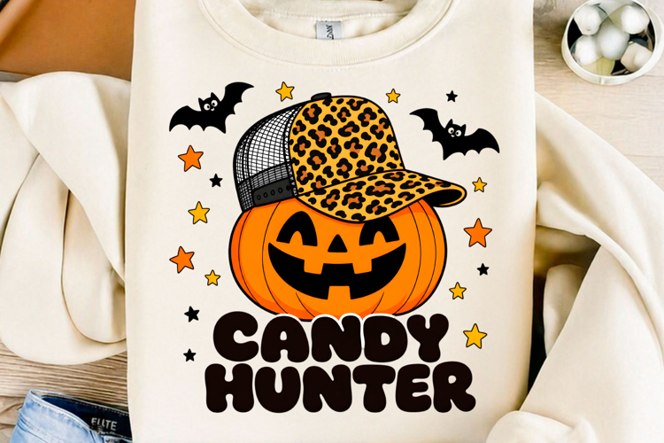 Candy Hunter Pumpkin PNG Cute Halloween Sublimation