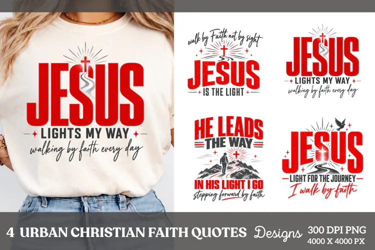 4 Urban Christian Faith Shirt PNG Designs, 4 Christian Grace