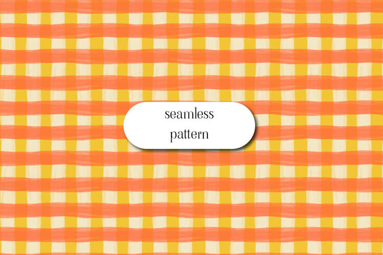 Coral Yellow Gingham Seamless Brush Check Pattern