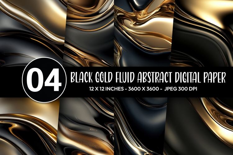 Black Gold Fluid Abstract Digital Paper
