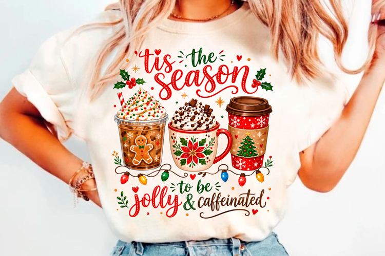 Jolly & Caffeinated Christmas Coffee PNG