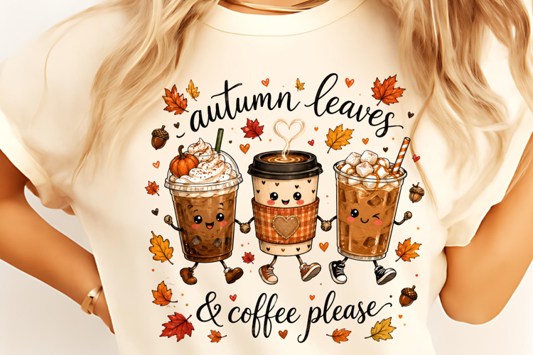 Autumn leaves And Coffee Please PNG, Funny Halloween PNG