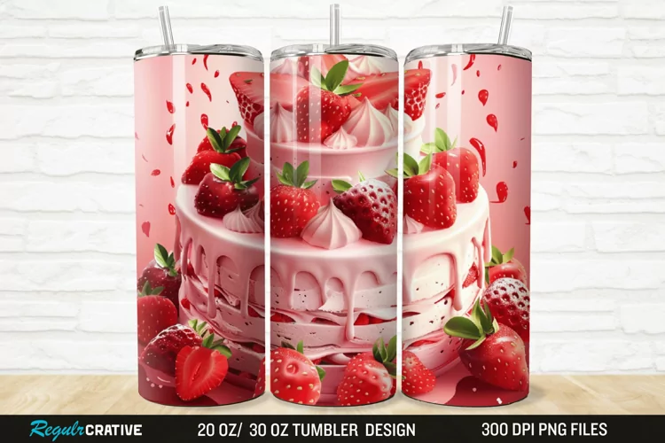 3D Strawberry Cake 20/30oz Skinny Tumbler