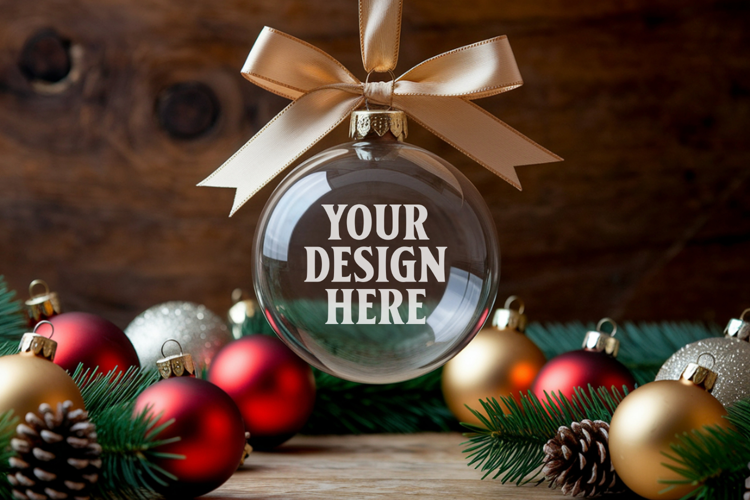 Acrylic Christmas Ornament Mockups | Clear Holiday Ornament
