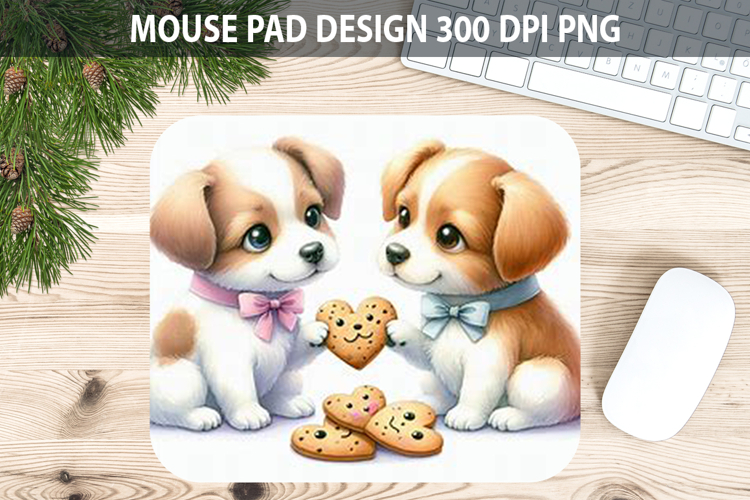 Watercolor Dog Mouse Pad Sublimation - Valentines PNG