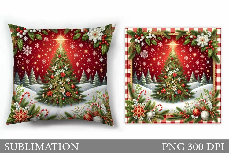 Christmas Tree Pillow Design. Christmas Tree Sublimation