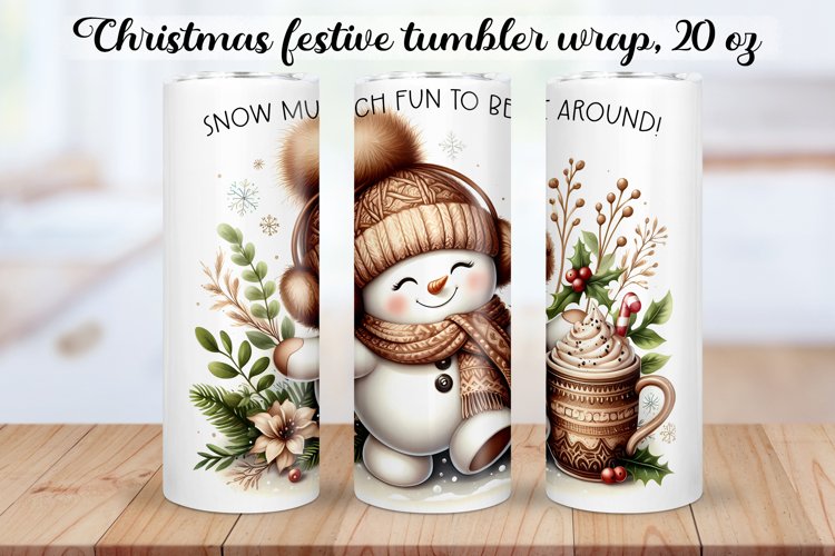Christmas festive Snowman Tumbler Wrap|Sublimation PNG.