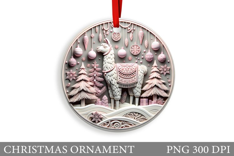 Cute Lama Christmas Ornament. Christmas Ornament Sublimation example image 1